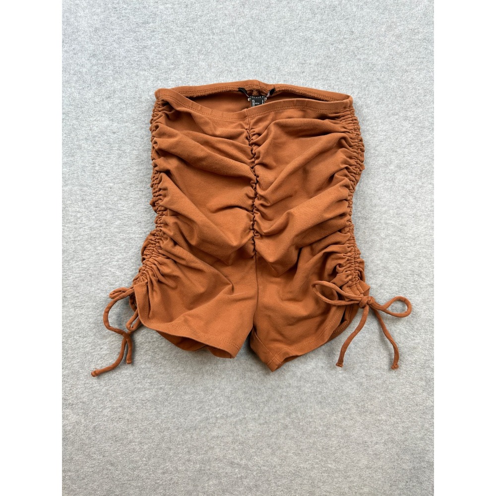 Forever 21 Womens Rust Brown Ruched High Waisted Drawstring Shorts Small
